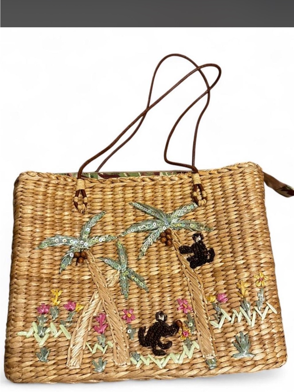 Capelli Straworld Embroidered Tote Bag